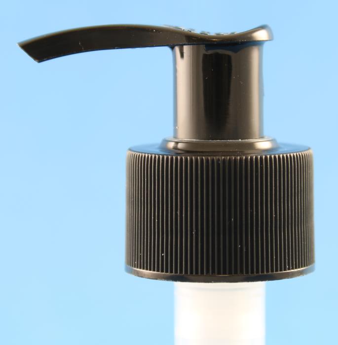 28mm 410 Black Ribbed Lock Up Lotion Pump, 1.5ml Output